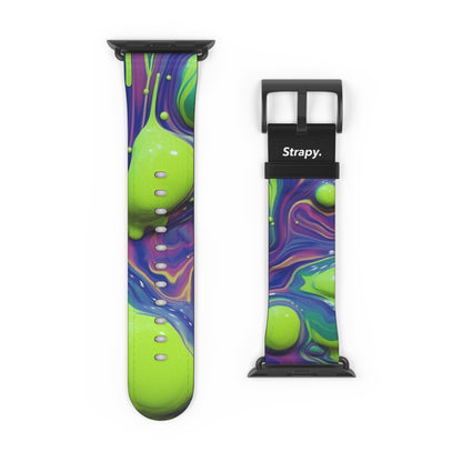 Surreal Acrylic Blobs Pattern - Leather Apple Watch Strap/Band