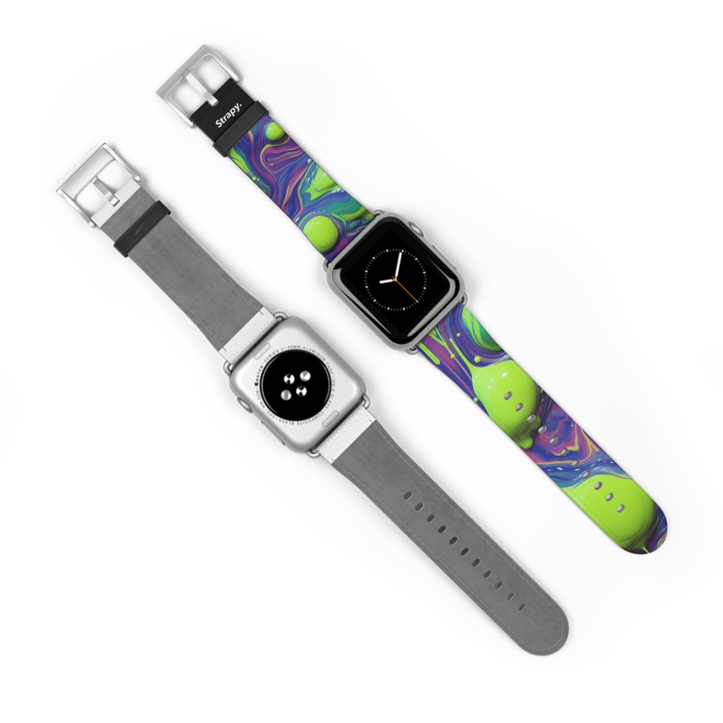 Surreales Acryl-Klecks-Muster – Leder-Apple-Watch-Armband