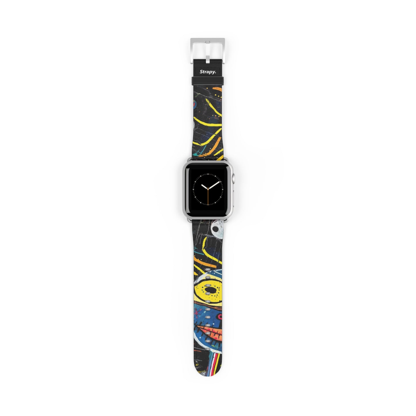 Abstrakter menschlicher Basquiat-Stil – Apple-Watch-Armband/Armband aus Leder