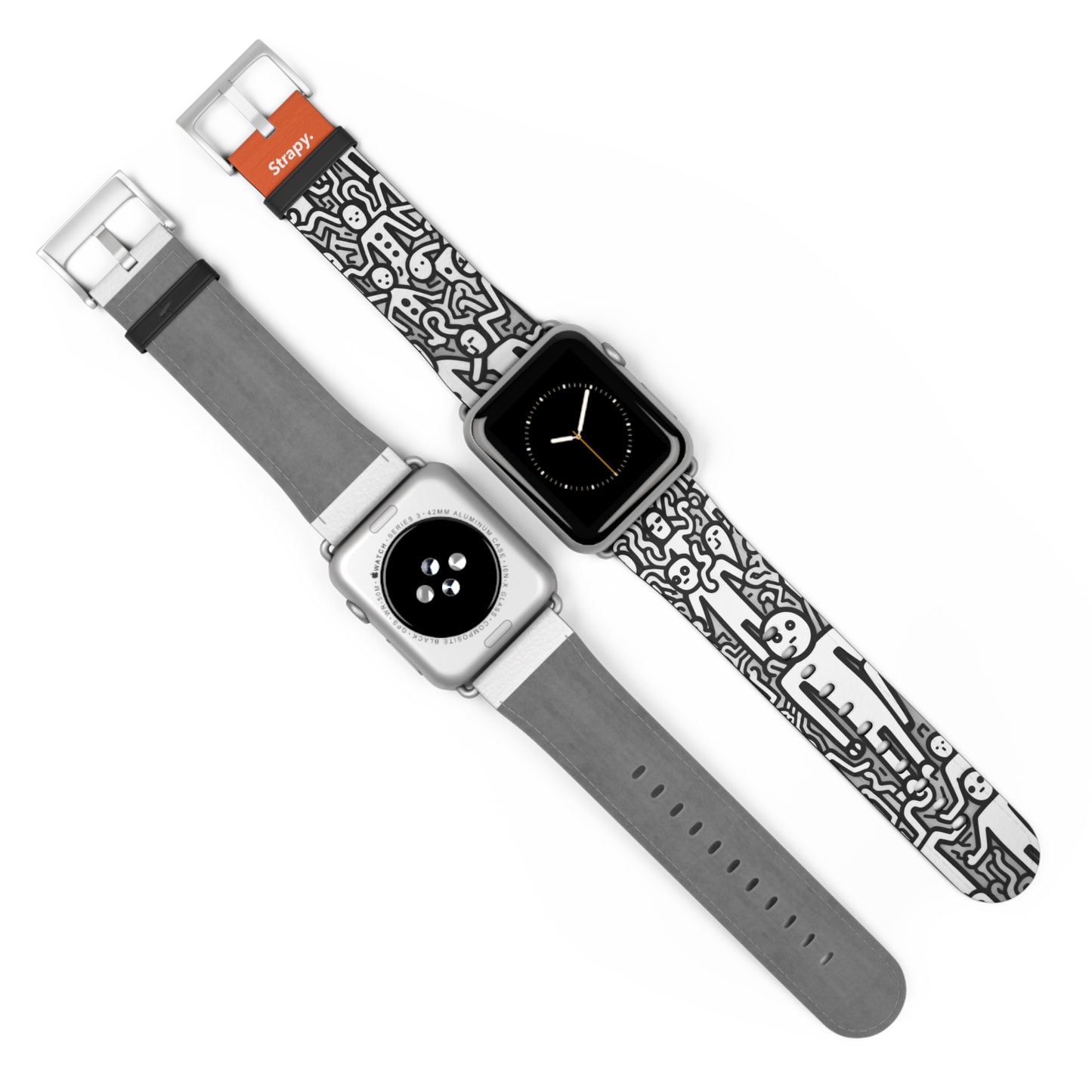 Motif de lignes audacieuses humaines abstraites géométriques - Bracelet/Bande Apple Watch en cuir