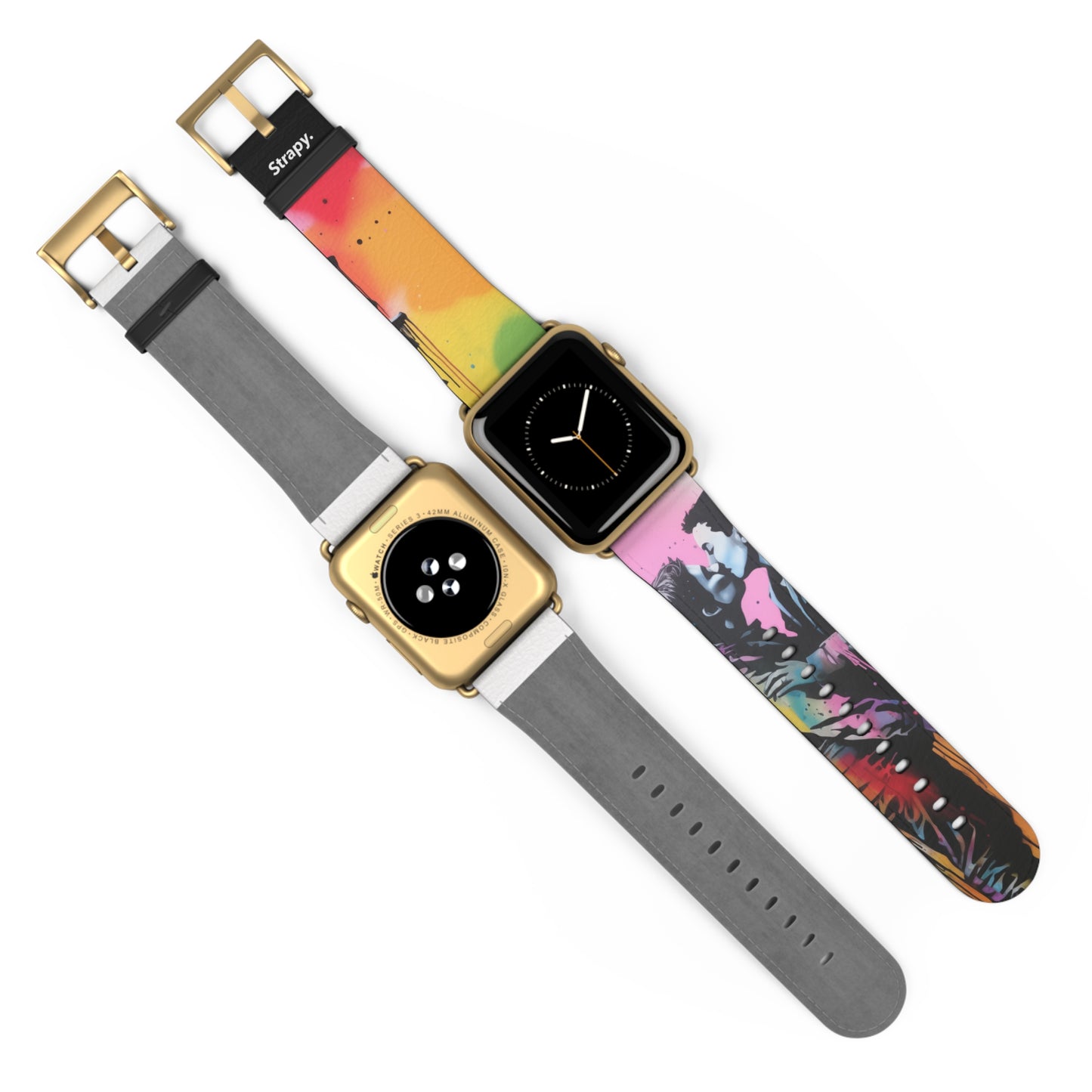 Pochoir Love is Love (He/Lui/Ils) Pride - Bracelet/Bande Apple Watch en cuir