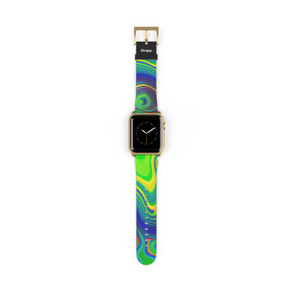 Surreal Wavy Heatmap Pattern Leather Apple Watch Band