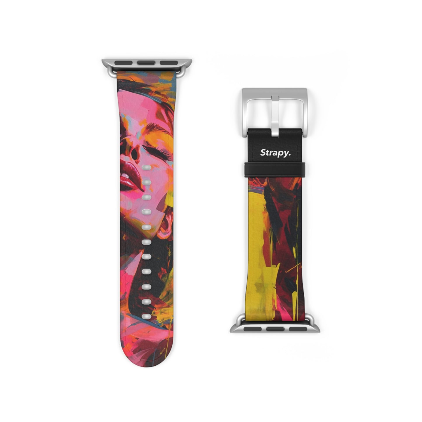 Art Pop Françoise Nielly Homage Close your eyes Leather Apple Watch Band