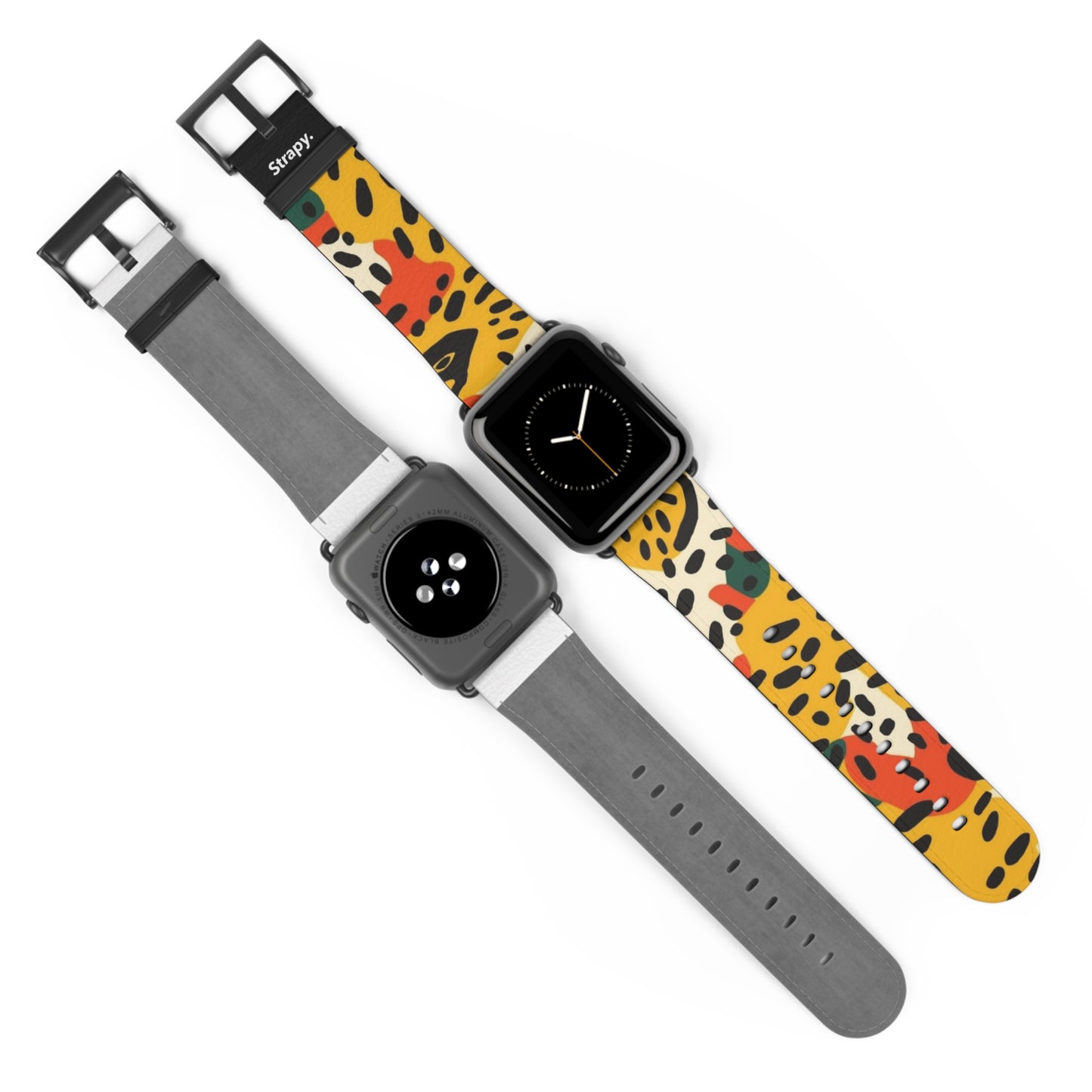 Abstraktes Leopardenmuster im Picasso-Stil – Lederarmband für die Apple Watch