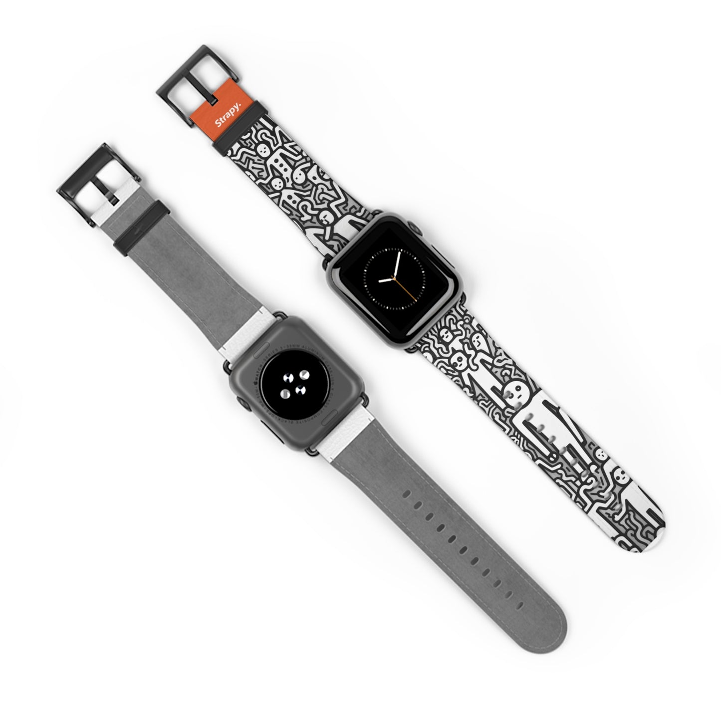 Geometric Abstract Humans Bold Lines Pattern - Leather Apple Watch Strap/Band