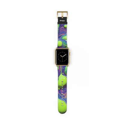 Motif de blobs acryliques surréalistes - Bracelet/Bande Apple Watch en cuir