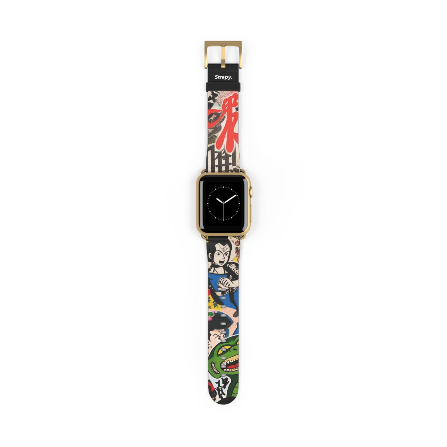 Art Pop Japanisches Cartoon-TV – Apple Watch Armband/Band aus Leder