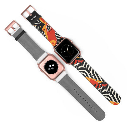 Abstract Zebra Picasso Style Pattern - Leather Apple Watch Strap/Band