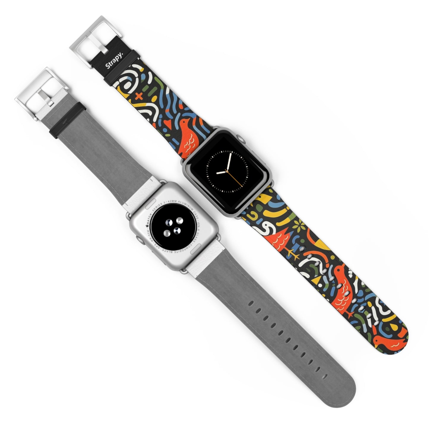 Abstract Art Pop Mikado Pheasant Bird Pattern - Leather Apple Watch Strap/Band