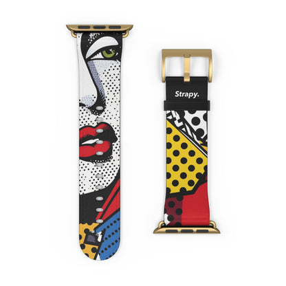 Comic Art Pop Lichtenstein Homage Woman – Apple Watch Armband/Band aus Leder