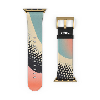 Abstract Risograph Pastel Polka Dots Snake Pattern - Leather Apple Watch Strap/Band