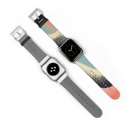 Motif serpent à pois pastel risographe abstrait - Bracelet/Bande Apple Watch en cuir