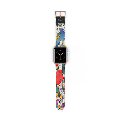 Abstrakte Surrealismus-Aquarell-Träume – Apple-Watch-Armband/Armband aus Leder