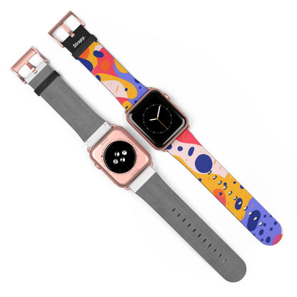 Abstract Art Pop Leopard Polka Dots Pattern - Bracelet/Bande Apple Watch en cuir