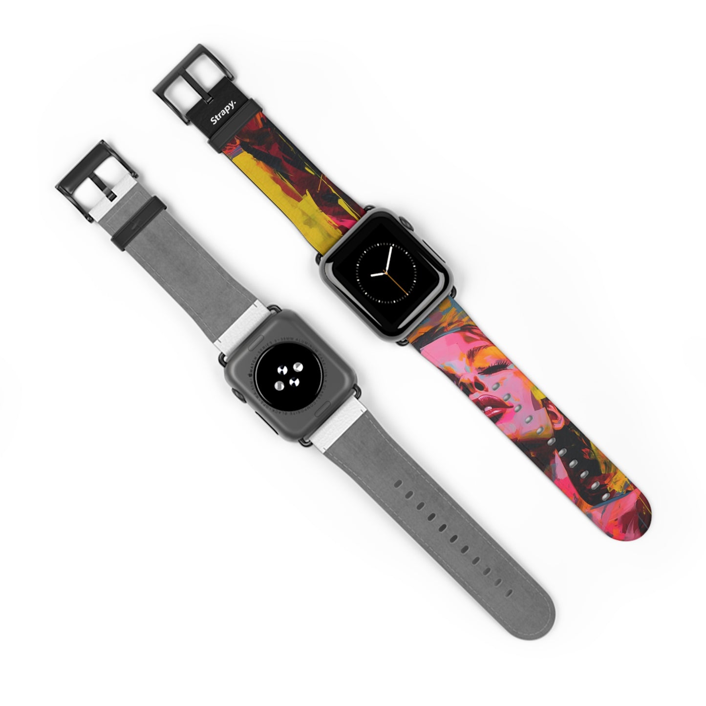 Art Pop Françoise Nielly Hommage Schließen Sie Ihre Augen – Apple Watch Armband/Band aus Leder