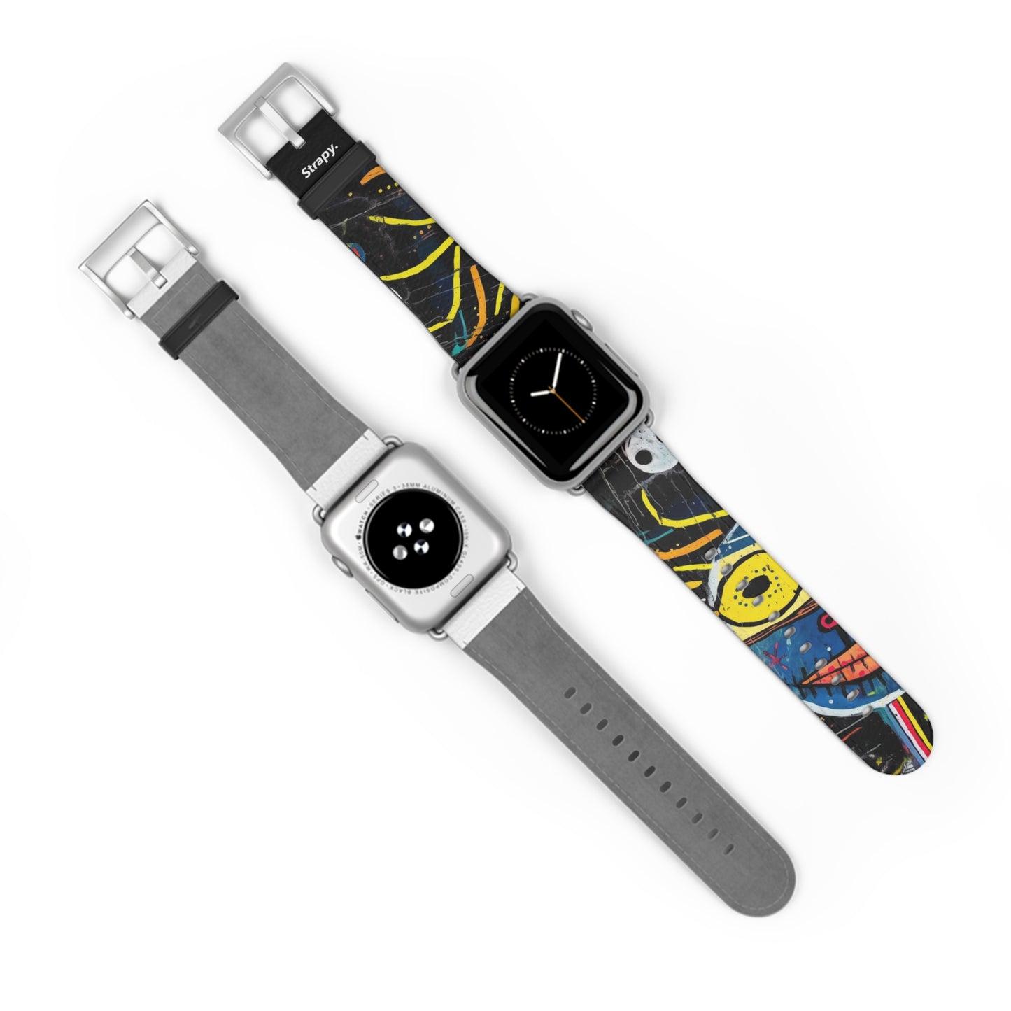 Abstrakter menschlicher Basquiat-Stil – Apple-Watch-Armband/Armband aus Leder