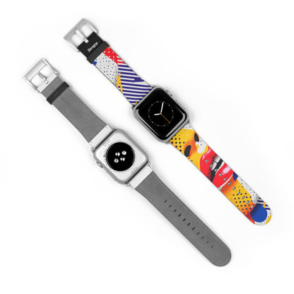 Art Pop Lichtenstein Homage Lips – Apple Watch Armband/Band aus Leder