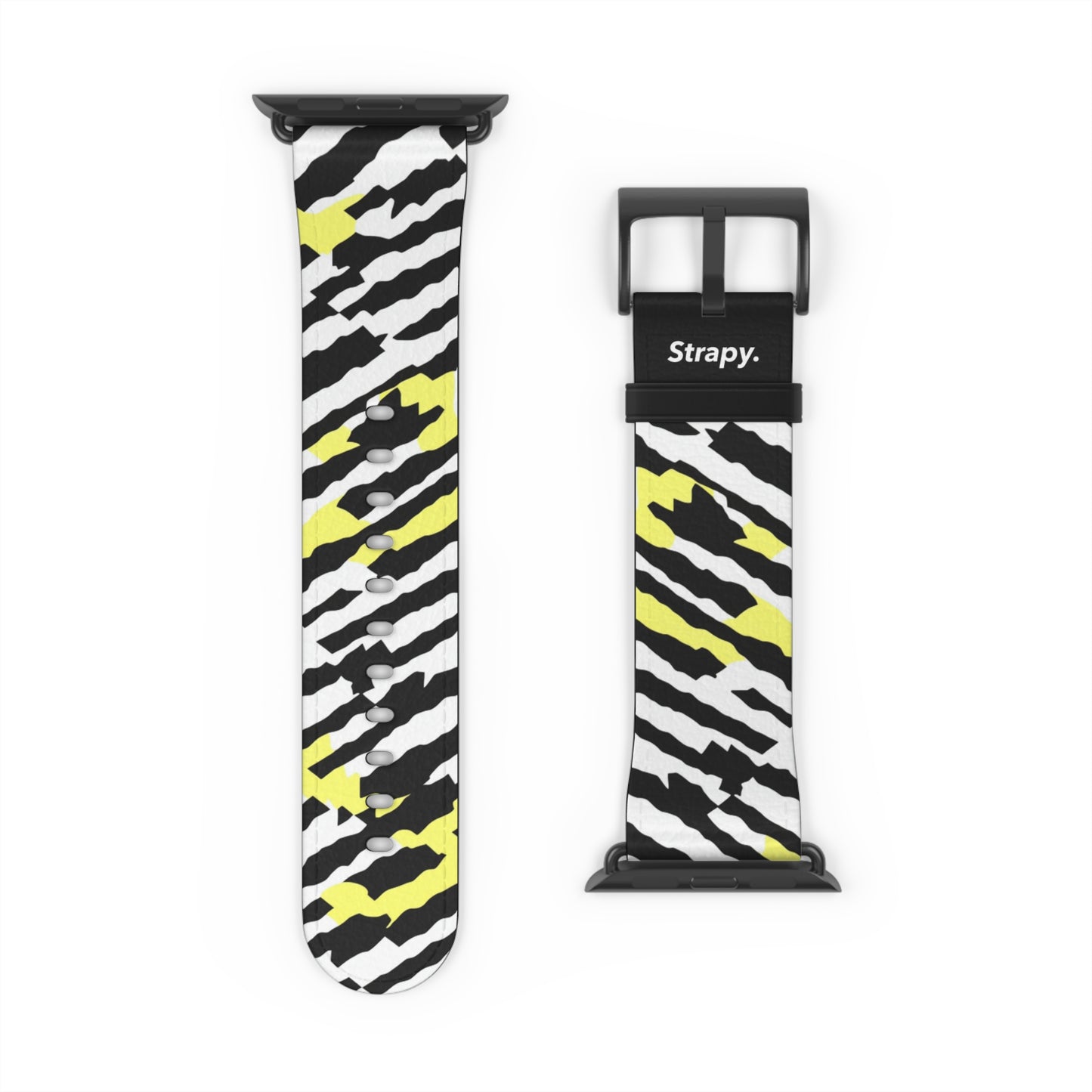 Digital Zebra Leopard Abstact Pattern Leather Apple Watch Band