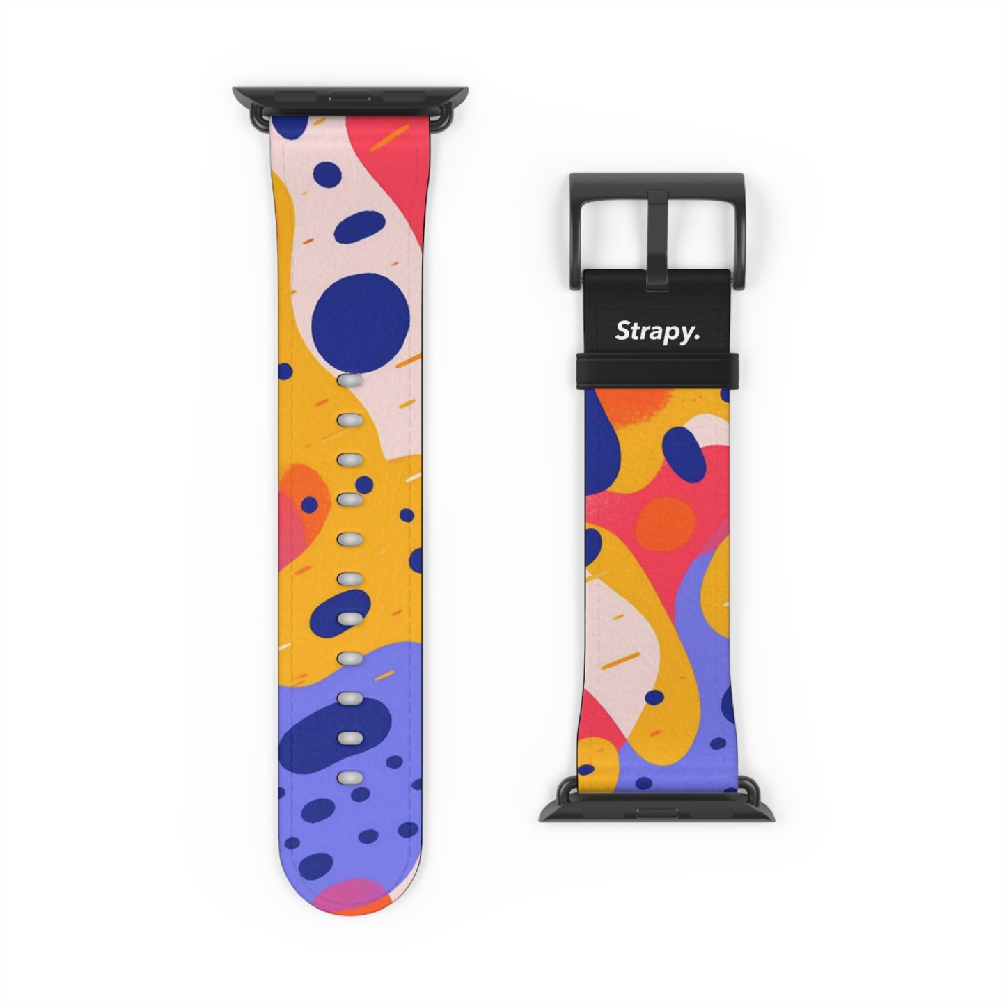 Abstract Art Pop Leopard Polka Dots Pattern - Leather Apple Watch Strap/Band