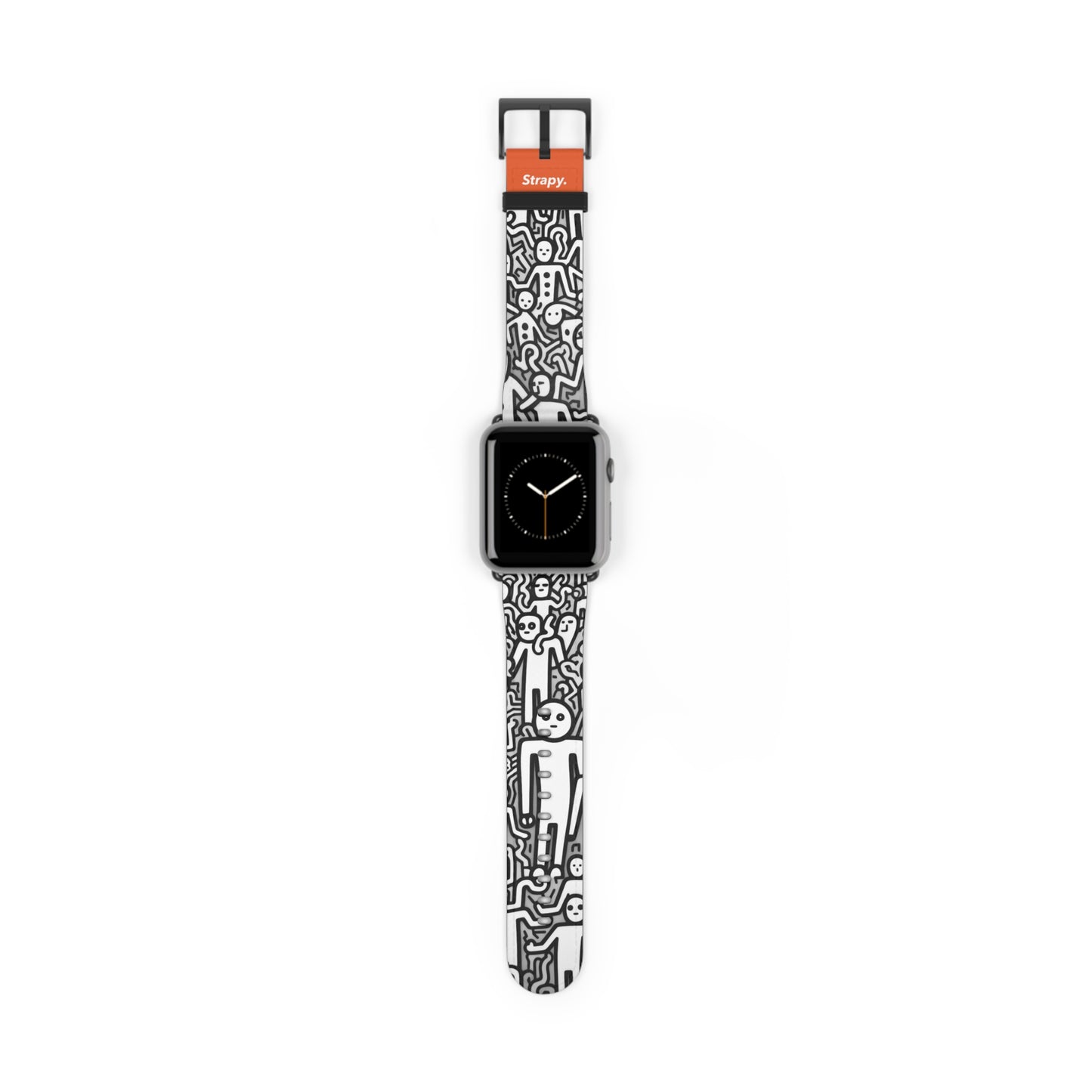 Geometric Abstract Humans Bold Lines Pattern - Leather Apple Watch Strap/Band