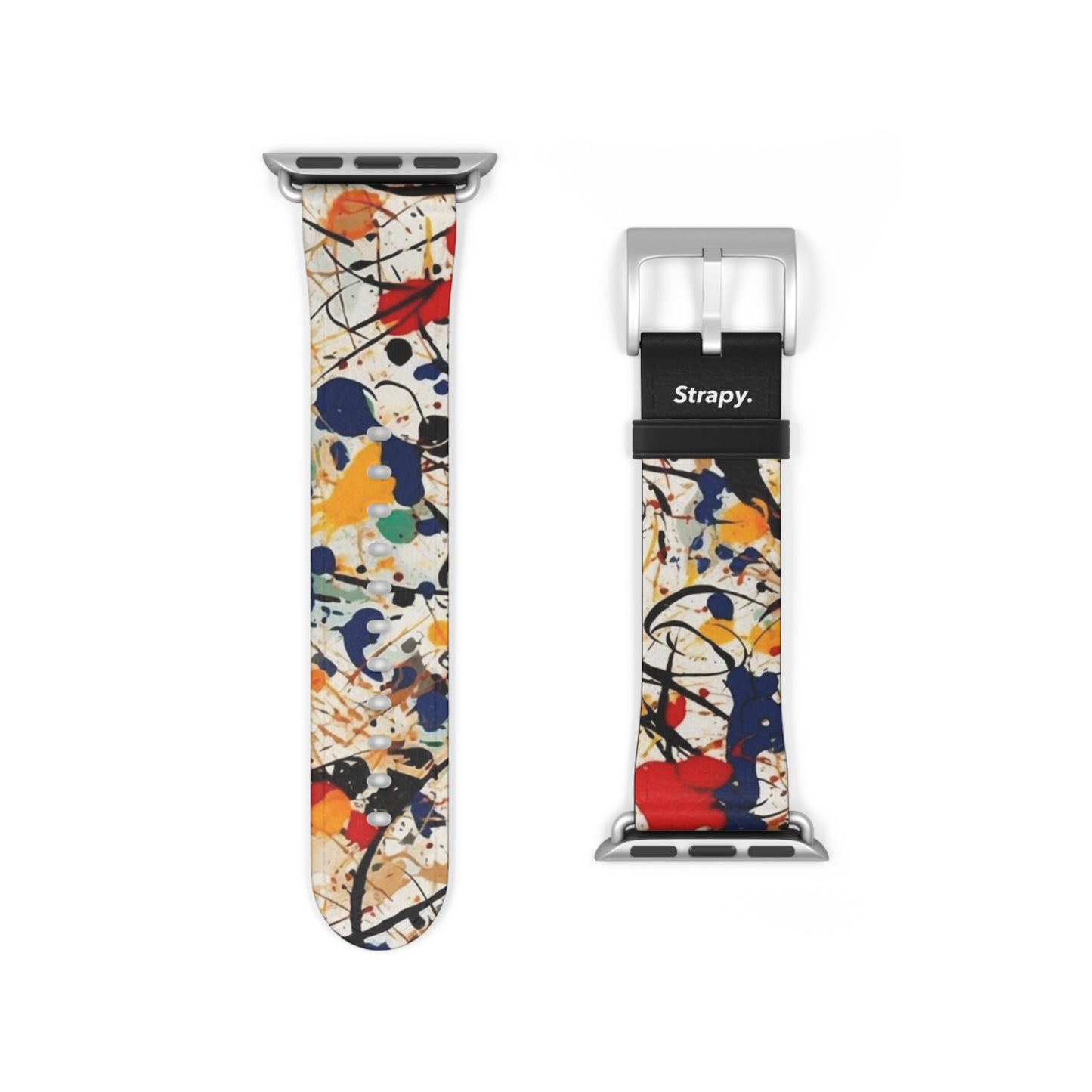 Spontaneous Abstract Jackson Pollock Homage Splatter Pattern Leather Apple Watch Band