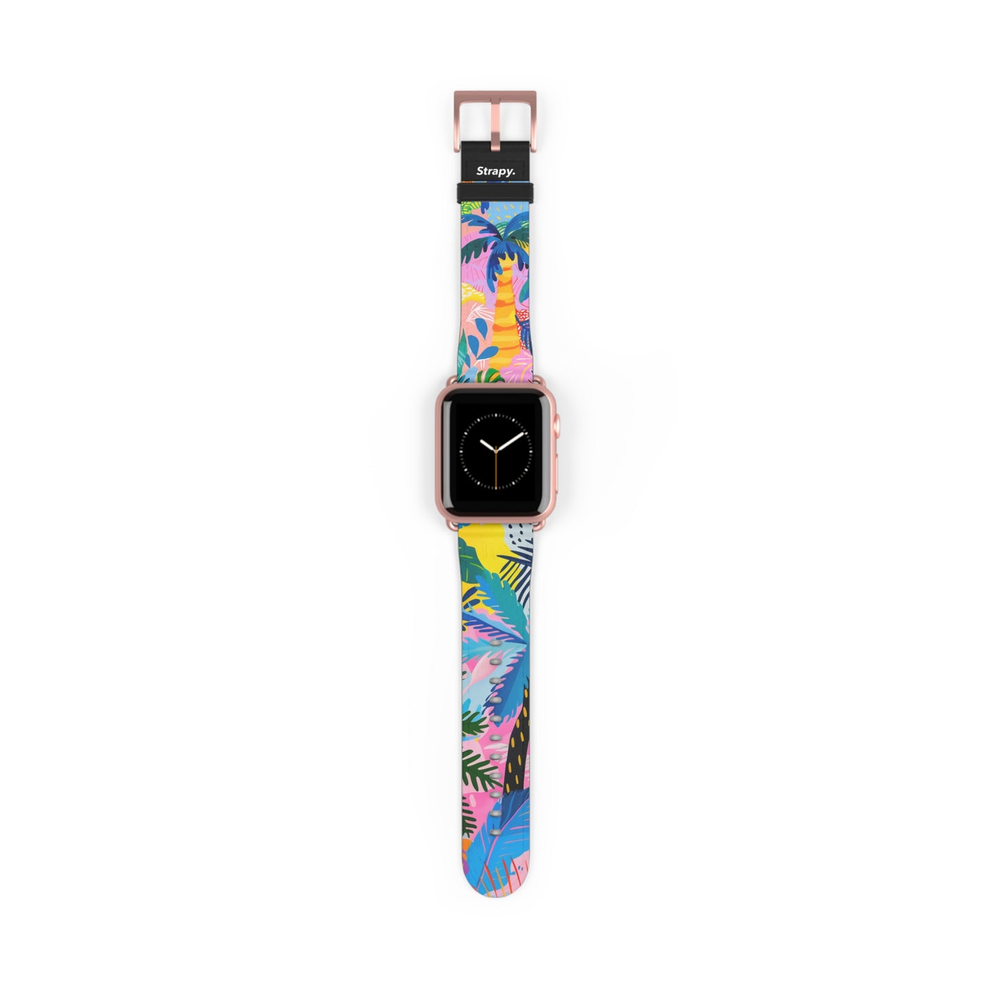 Summer Beach Palms Contemporary Pattern Leather Apple Watch Band