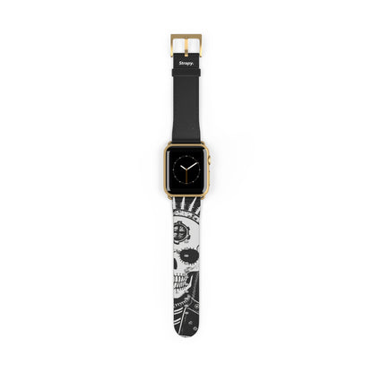 Kitsch Vintage Metal Skull God Fashionista Leather Apple Watch Band