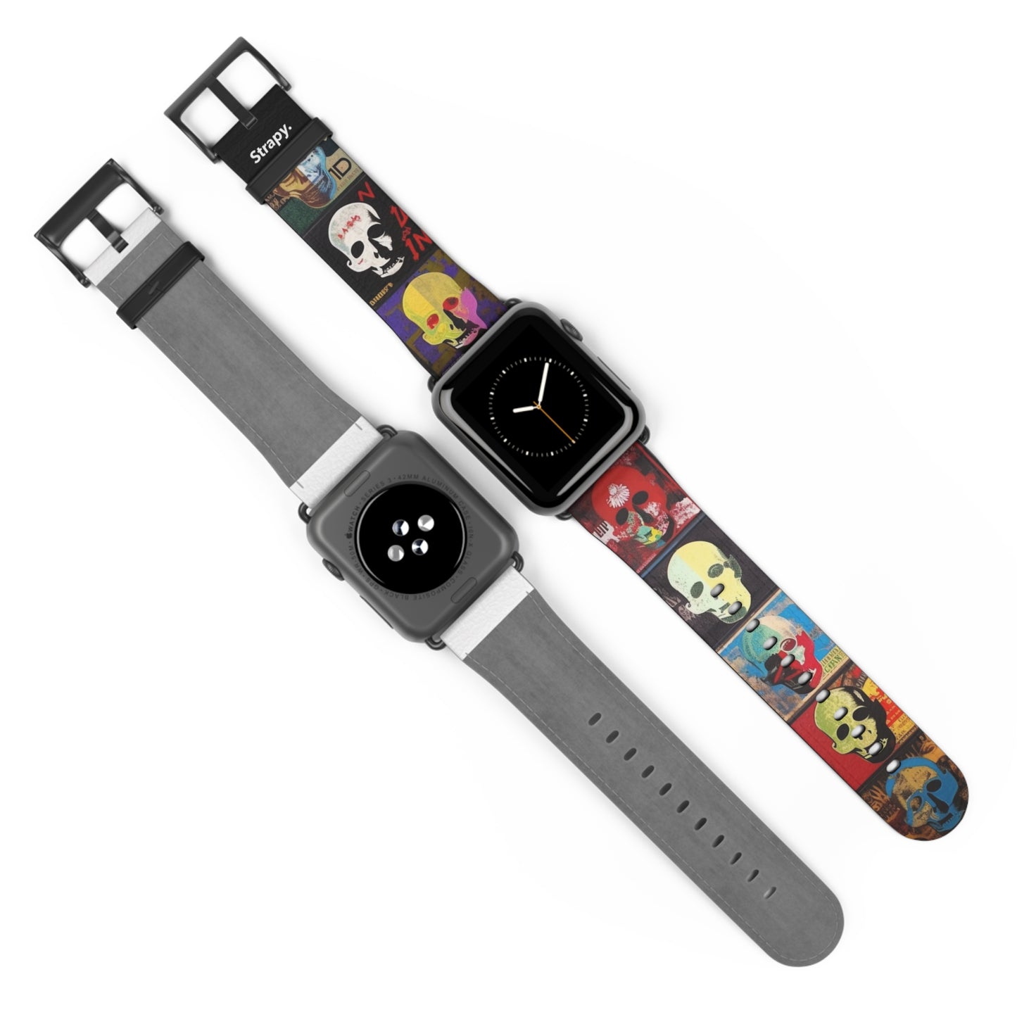 Art Pop Alec Monopoly Homage Head Skulls - Leather Apple Watch Strap/Band