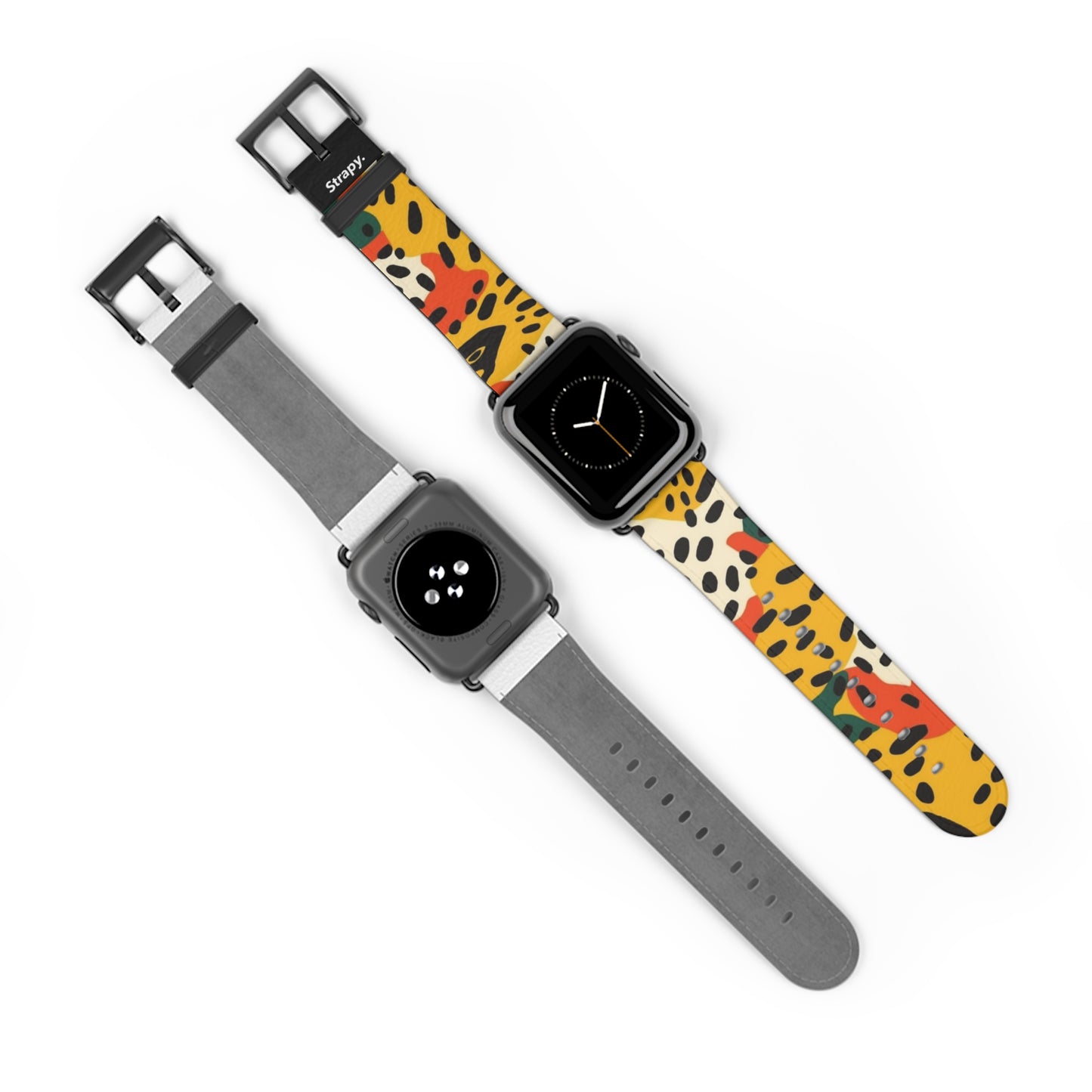 Abstraktes Leopardenmuster im Picasso-Stil – Lederarmband für die Apple Watch