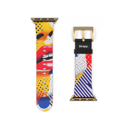 Art Pop Lichtenstein Homage Lips - Leather Apple Watch Strap/Band