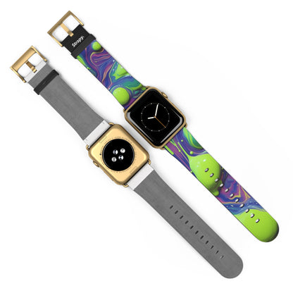 Surreales Acryl-Klecks-Muster – Leder-Apple-Watch-Armband