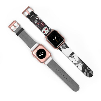 Art Pop Comic Wednesday Addams Stare Leather Apple Watch Band