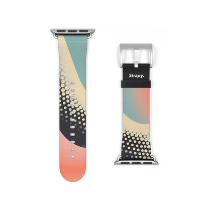 Abstract Risograph Pastel Polka Dots Snake Pattern - Leather Apple Watch Strap/Band