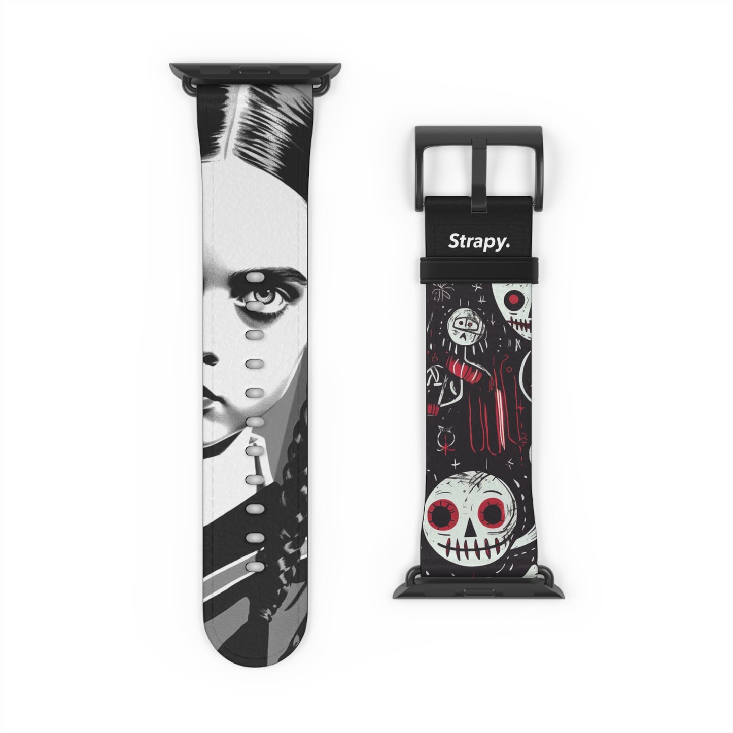 Art Pop Comic Wednesday Addams Stare Leather Apple Watch Band