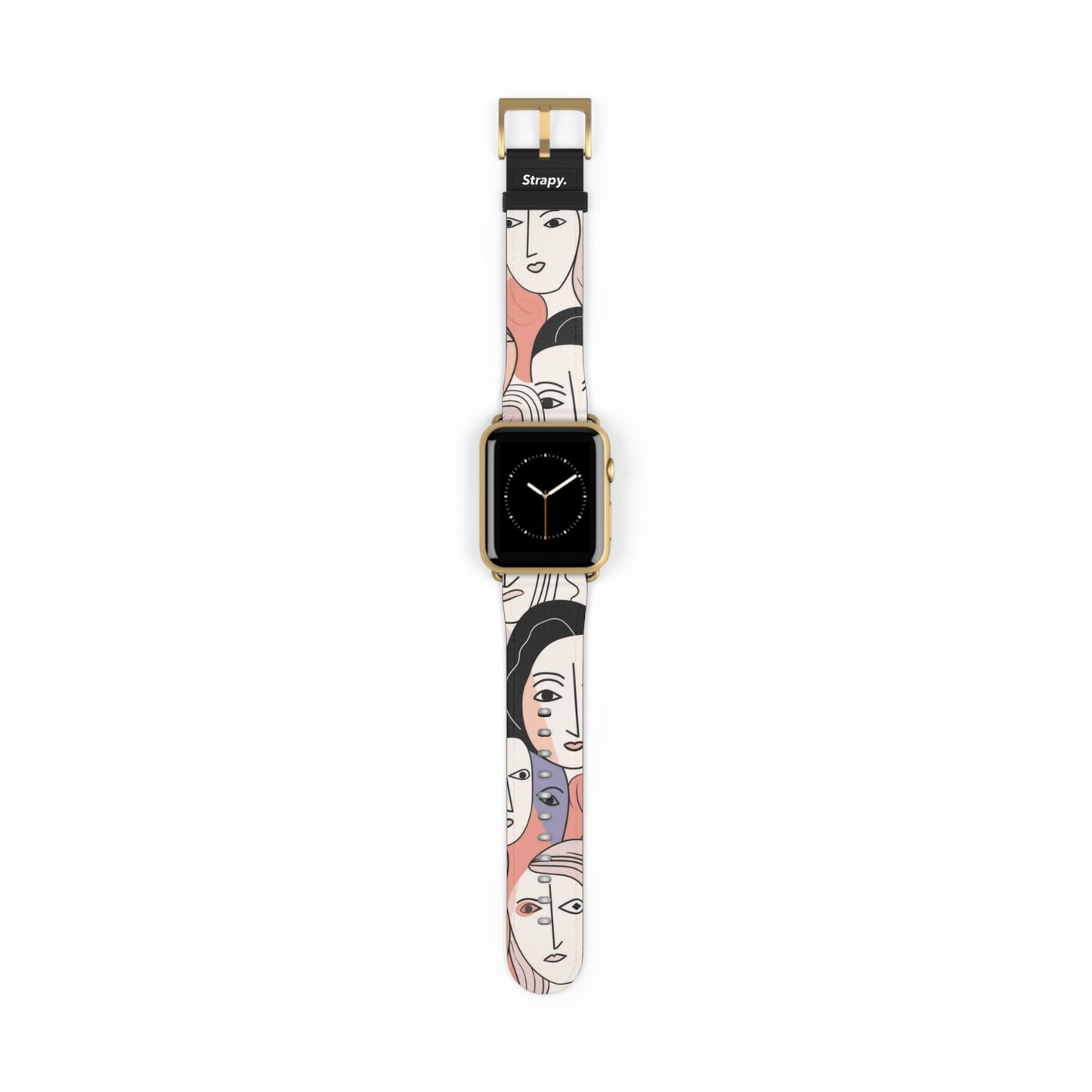 Abstract Minimalist Drawing Pastel Women Faces Pattern - Leather Apple Watch Strap/Band