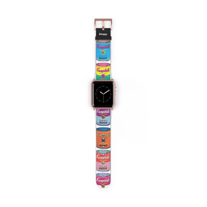 Art Pop Andy Warhol Stlye Suppenmuster – Apple Watch Armband/Band aus Leder