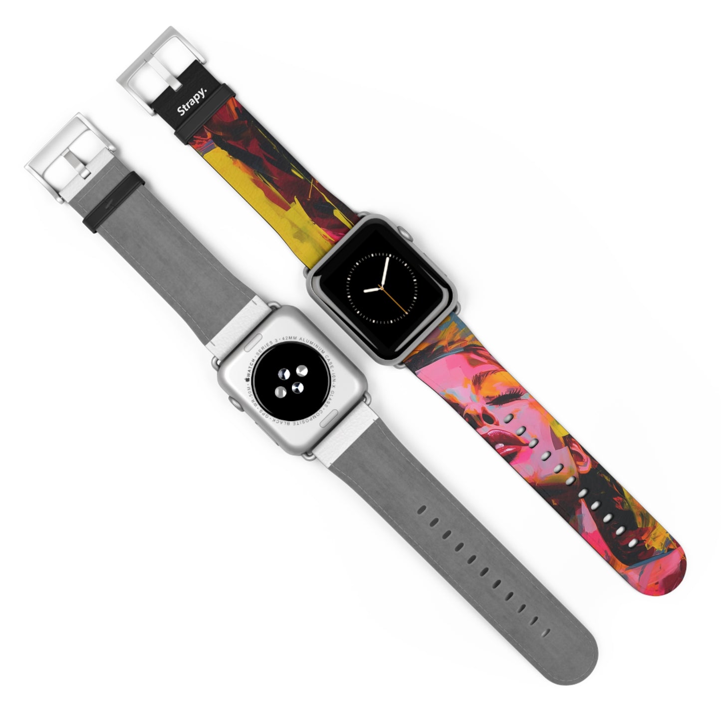 Art Pop Françoise Nielly Hommage Schließen Sie Ihre Augen – Apple Watch Armband/Band aus Leder