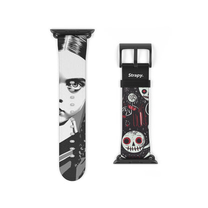 Art Pop Comic Wednesday Addams Stare Leather Apple Watch Band