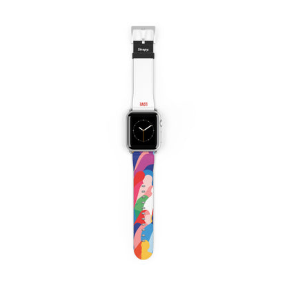 Abstraktes Love is Love Pride-Muster – Apple-Watch-Armband/Armband aus Leder