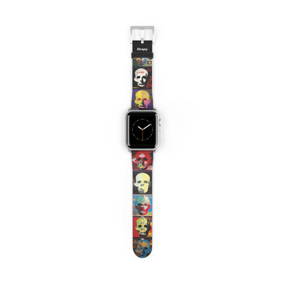 Art Pop Alec Monopoly Homage Head Skulls - Leather Apple Watch Strap/Band