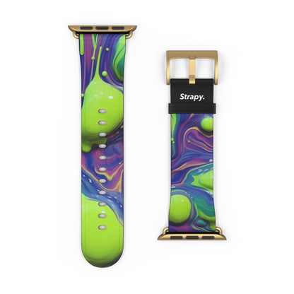 Surreal Acrylic Blobs Pattern - Leather Apple Watch Strap/Band