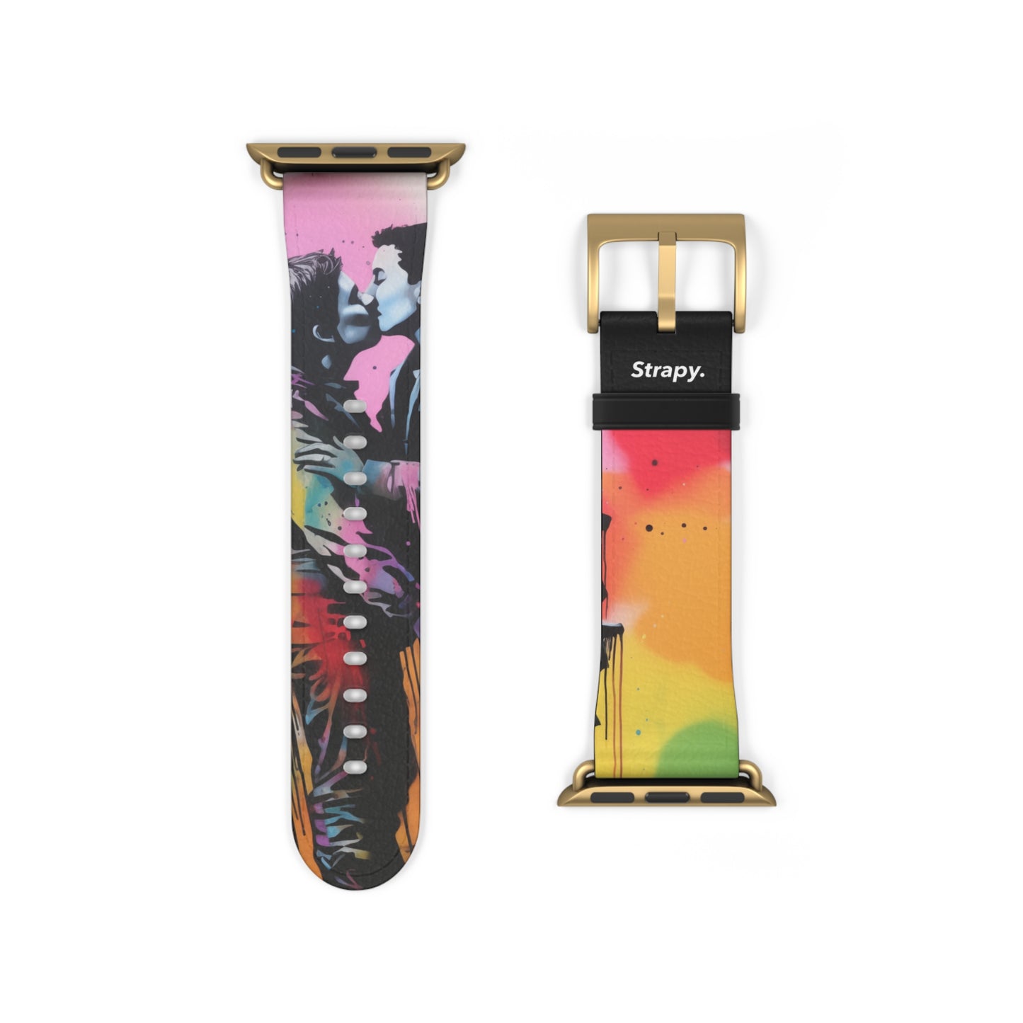 Stencil Love is Love (He/Him/They) Pride - Leather Apple Watch Strap/Band