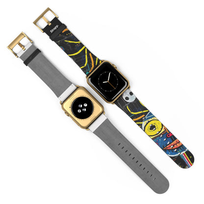 Abstract Human Basquiat Style - Leather Apple Watch Strap/Band