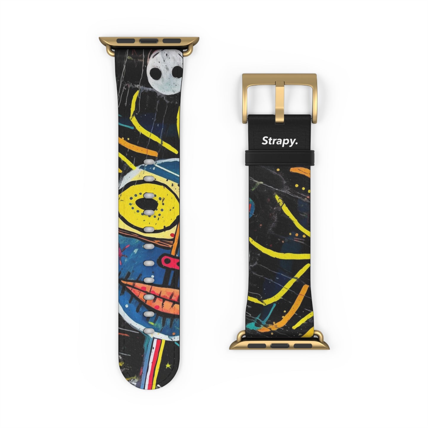 Abstract Human Basquiat Style - Leather Apple Watch Strap/Band