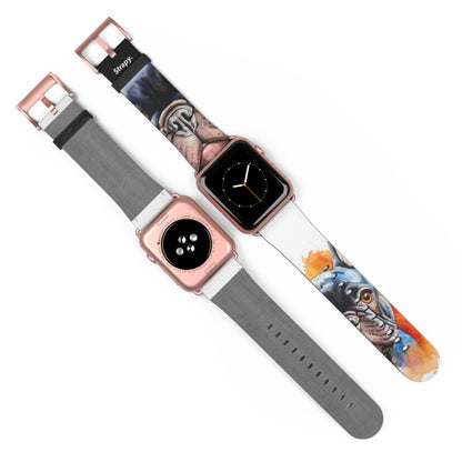 Aquarela French Bulldog Love - Bracelet/Bande Apple Watch en cuir