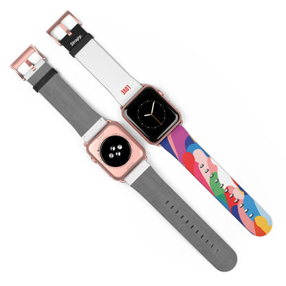 Abstraktes Love is Love Pride-Muster – Apple-Watch-Armband/Armband aus Leder