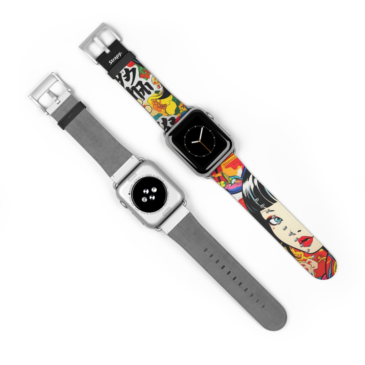 Art Pop Comic Geisha Japanese Stare - Leather Apple Watch Strap/Band