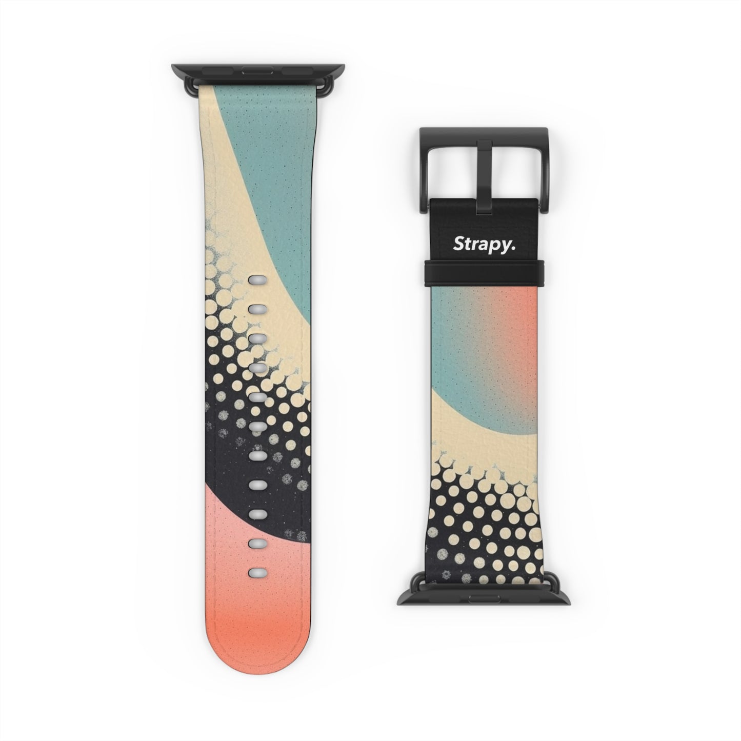 Abstract Risograph Pastel Polka Dots Snake Pattern - Leather Apple Watch Strap/Band