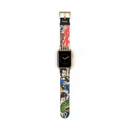 Art Pop Japanisches Cartoon-TV – Apple Watch Armband/Band aus Leder