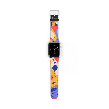 Abstract Art Pop Leopard Polka Dots Pattern - Bracelet/Bande Apple Watch en cuir